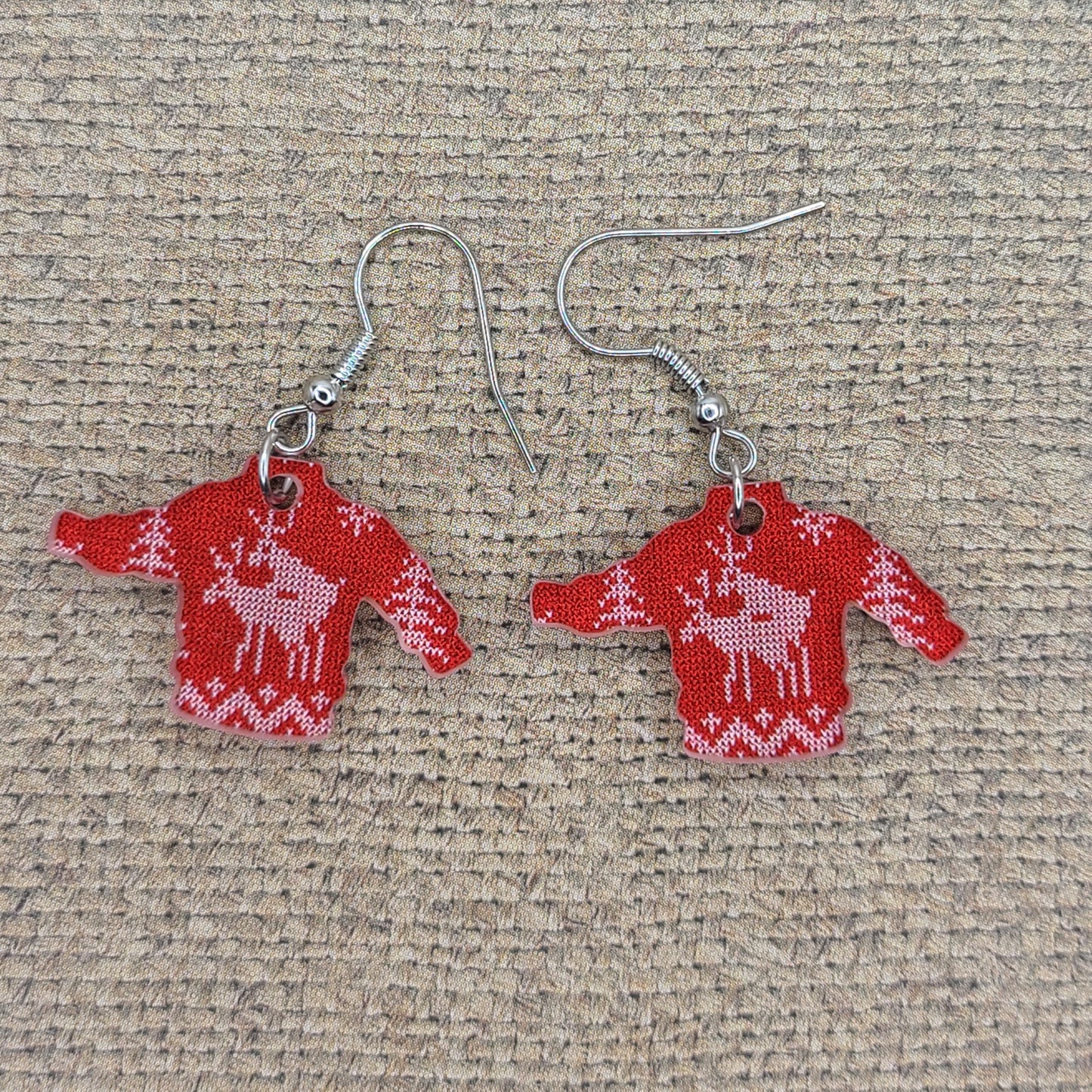 "Naughty Reindeers" sweater earrings
