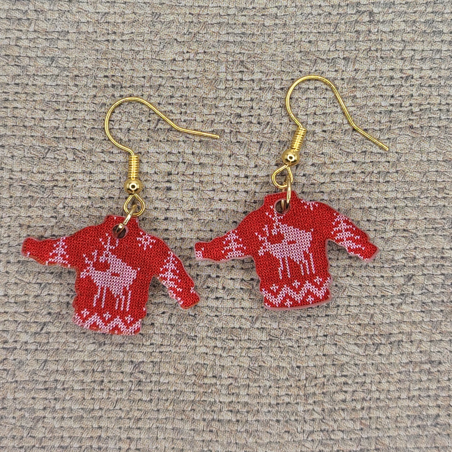 "Naughty Reindeers" sweater earrings