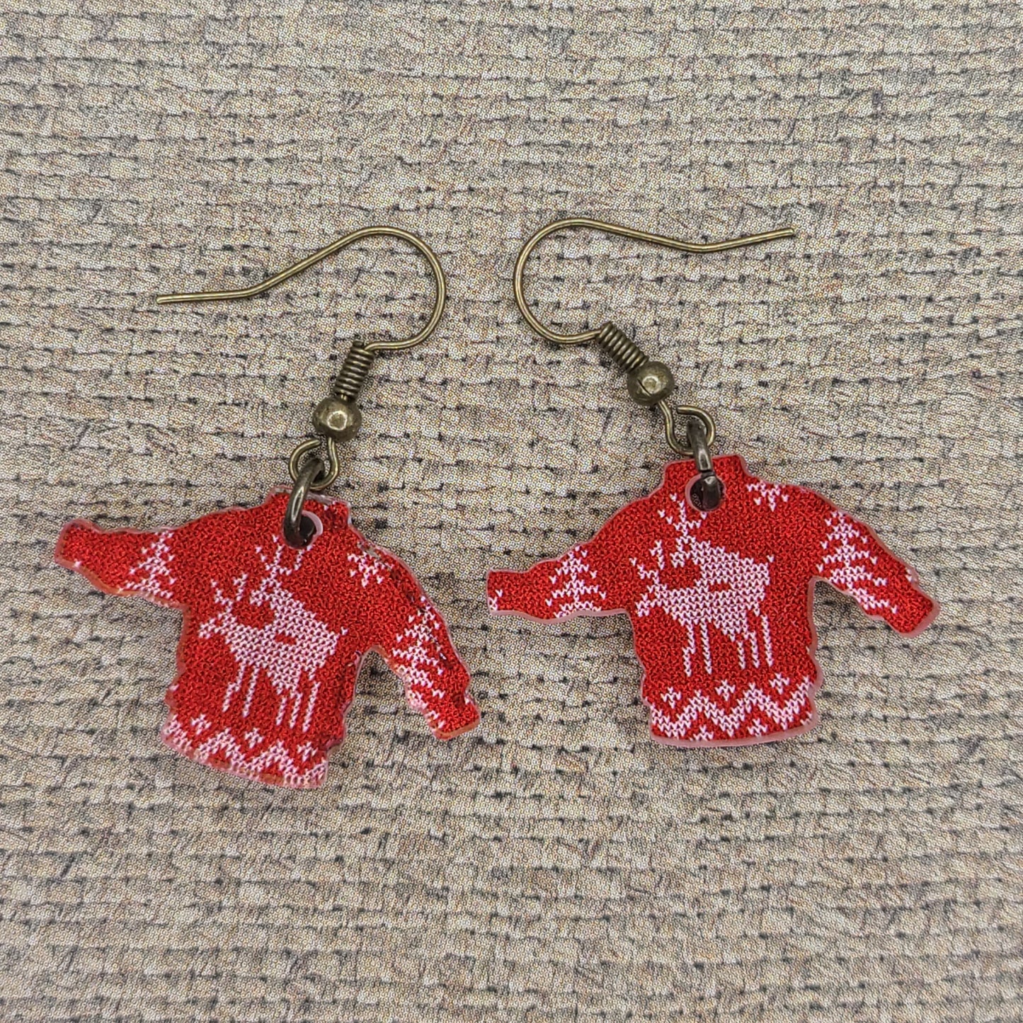 "Naughty Reindeers" sweater earrings