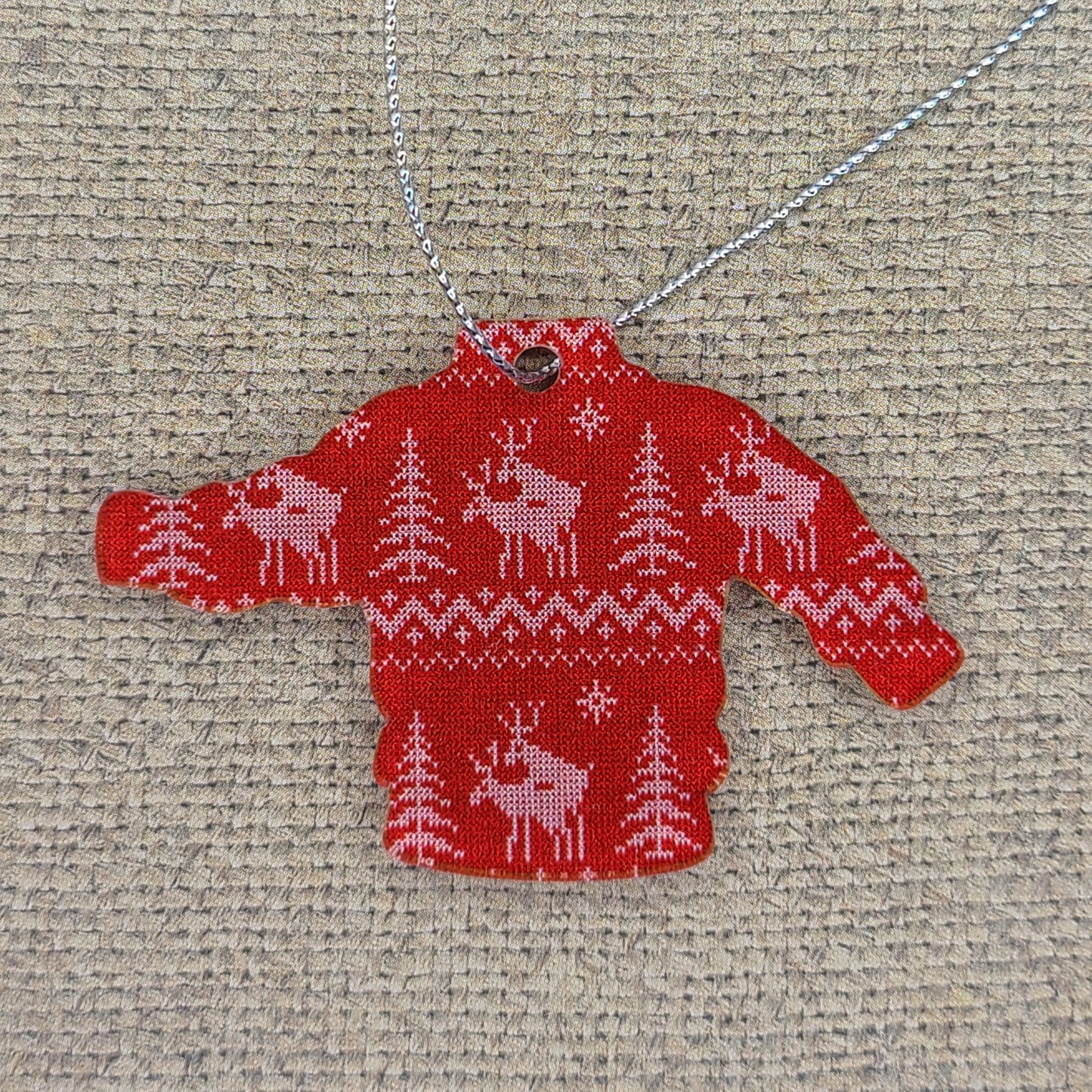 "Naughty Reindeers" sweater ornament
