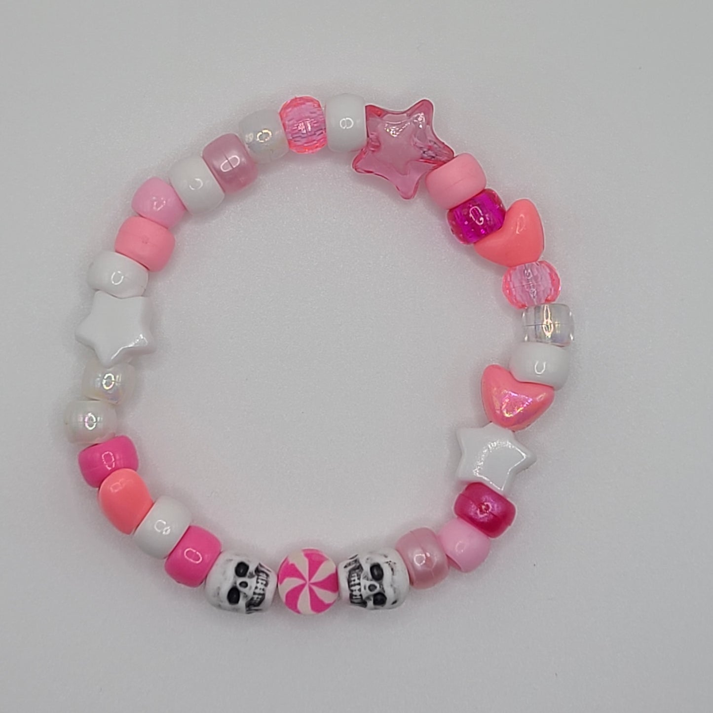 Peppermint Skulls Pony Bead Bracelet
