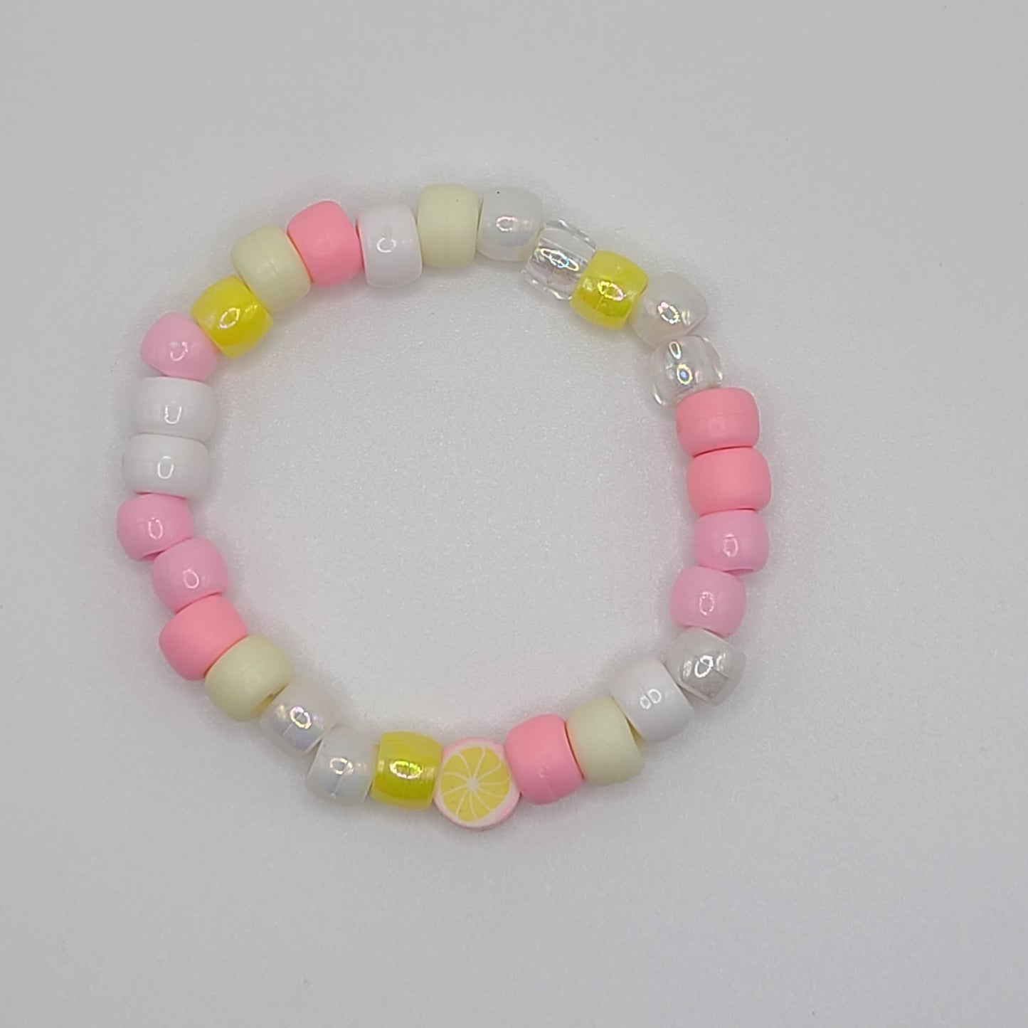 Pink Lemon Pony Bead Bracelet