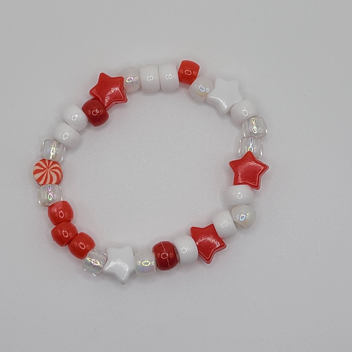 Peppermint Candy Pony Bead Bracelet