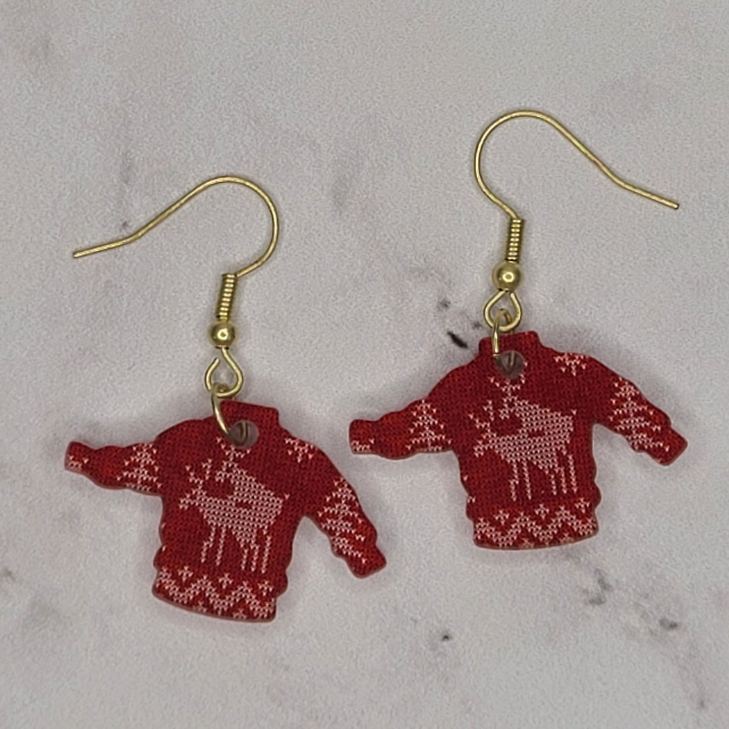 "Naughty Reindeers" sweater earrings