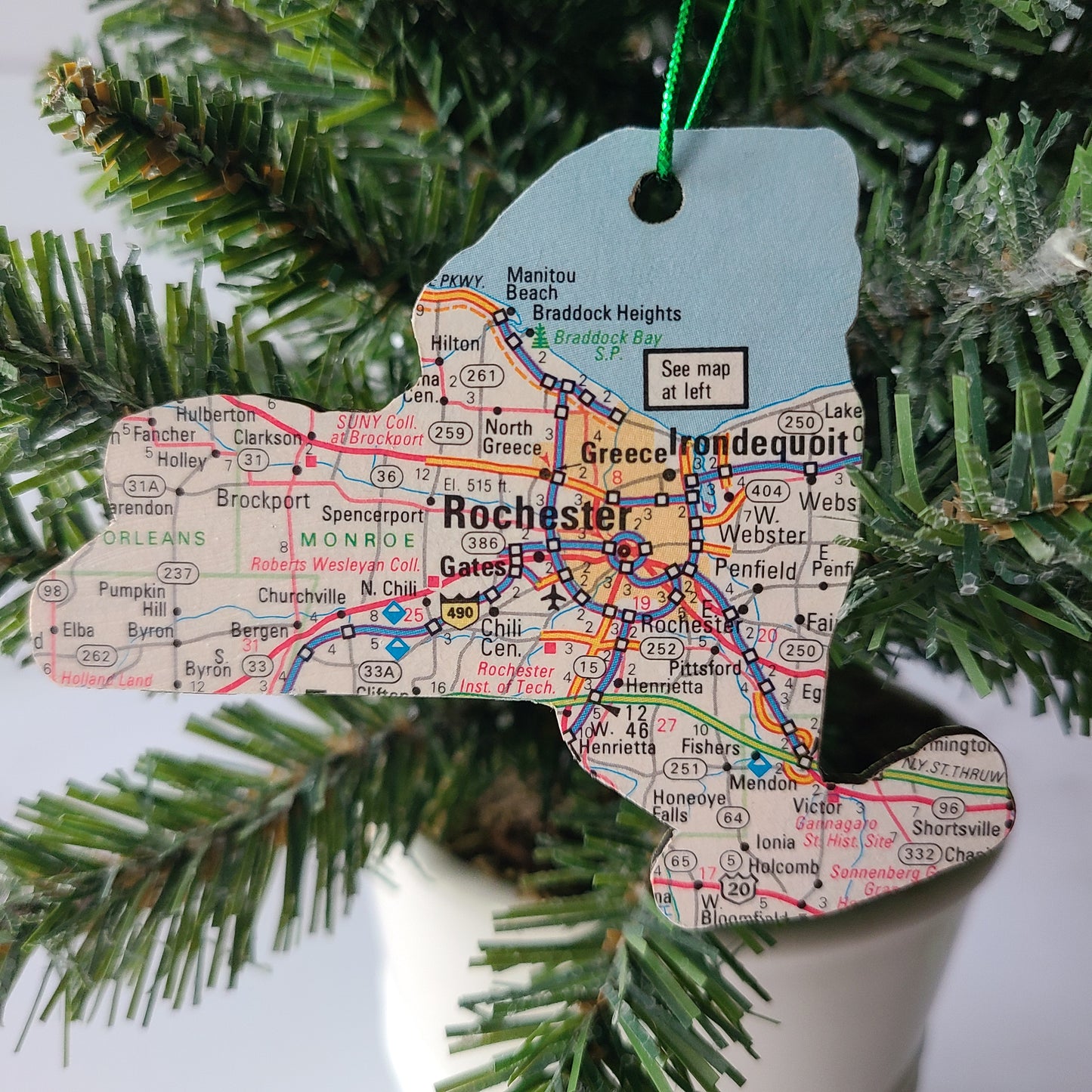 NEW YORK - "Rochester School for the Deaf/National Technical Institute for the Deaf in Rochester" Map Ornament
