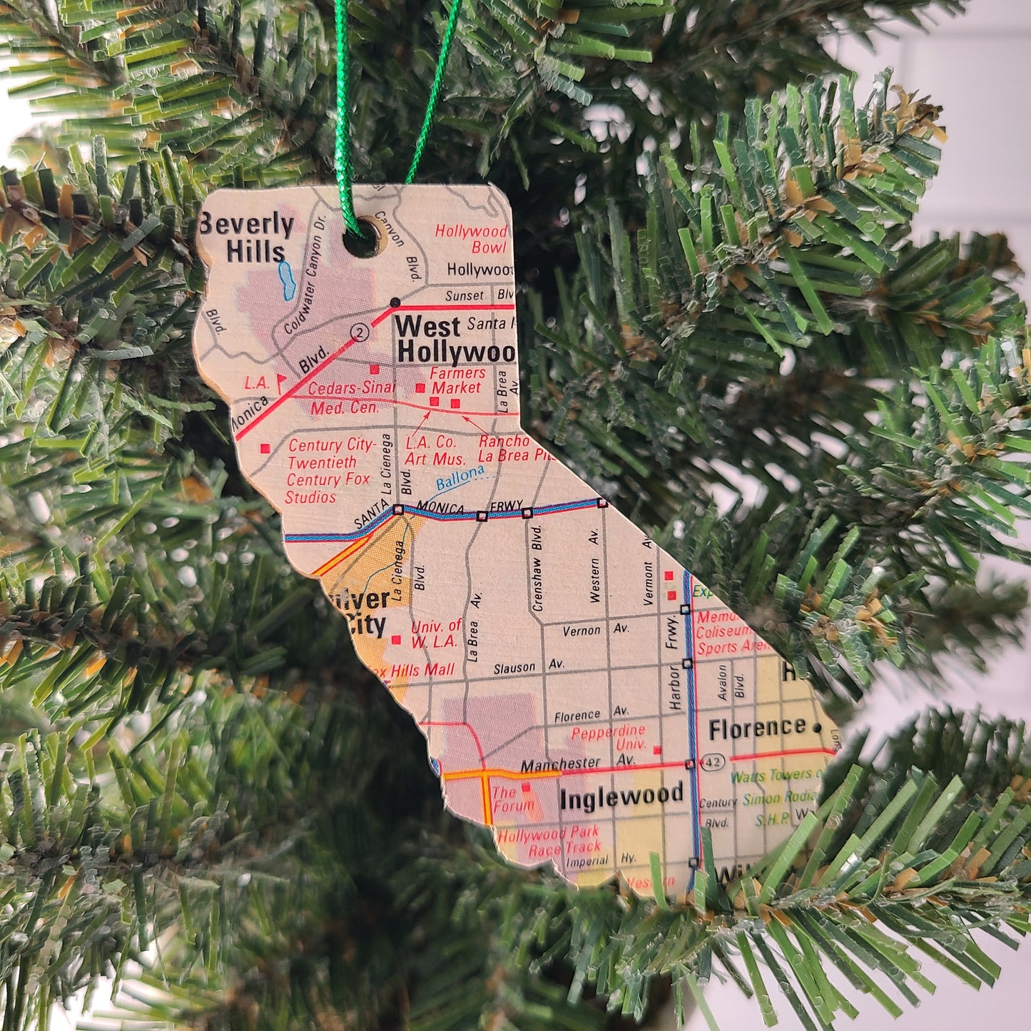 CALIFORNIA - "Marlton School in Los Angeles" Map Ornament