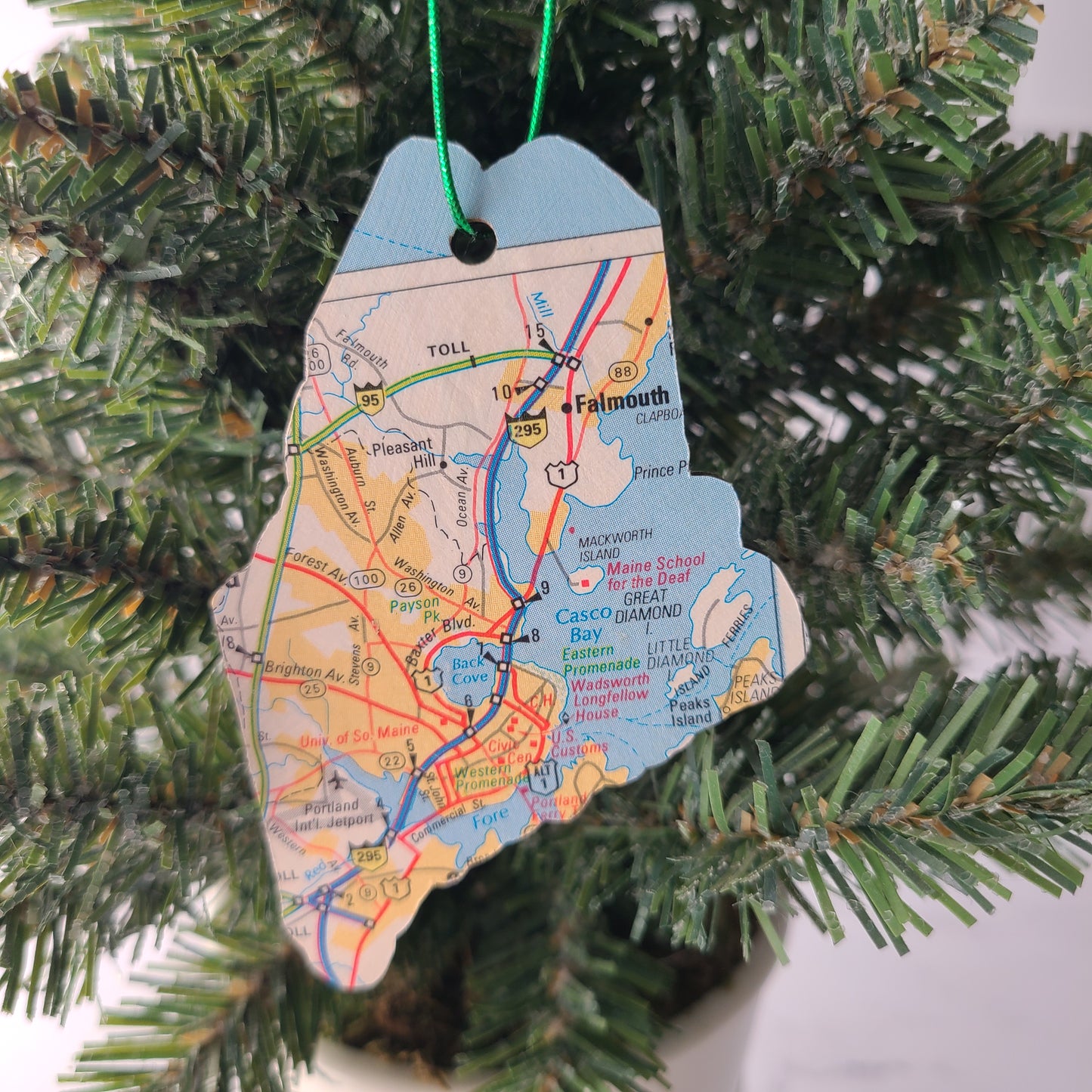 MAINE - "Governor Baxter School for the Deaf on Mackworth Island, Falmouth" Map Ornament
