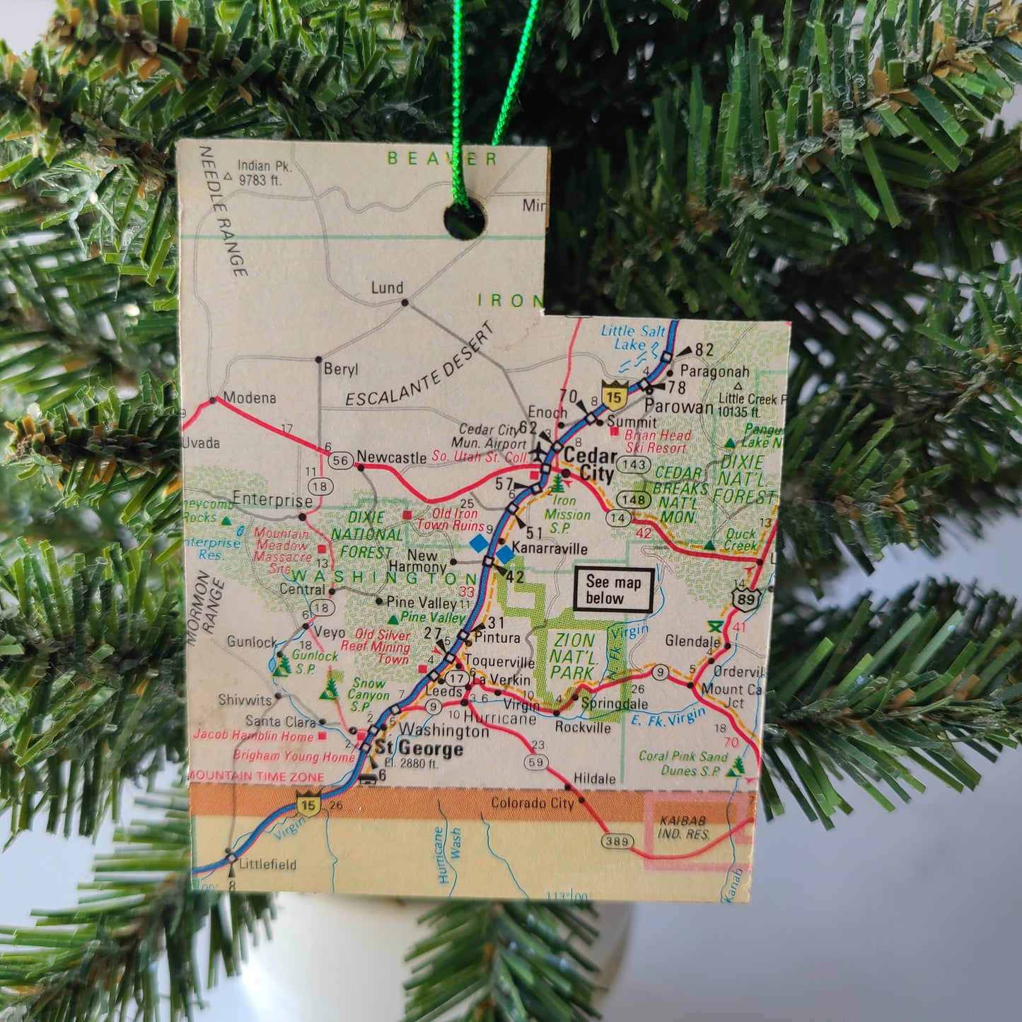 UTAH - "Southern Utah School of the Deaf in St. George" Map Ornament