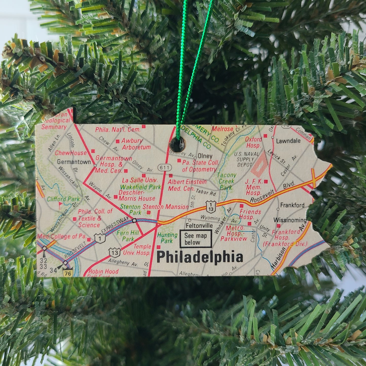 PENNSYLVANIA - "Pennsylvania School for the Deaf in Philadelphia" Map Ornament