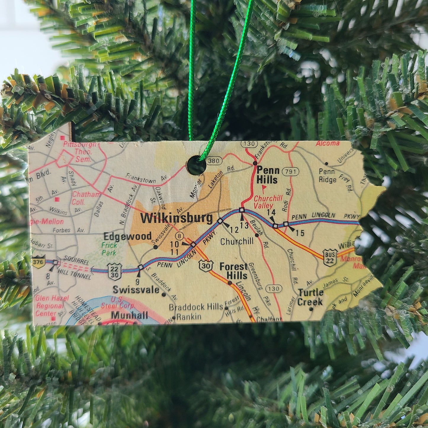 PENNSYLVANIA - "Western Pennsylvania School for the Deaf in Pittsburgh" Map Ornament