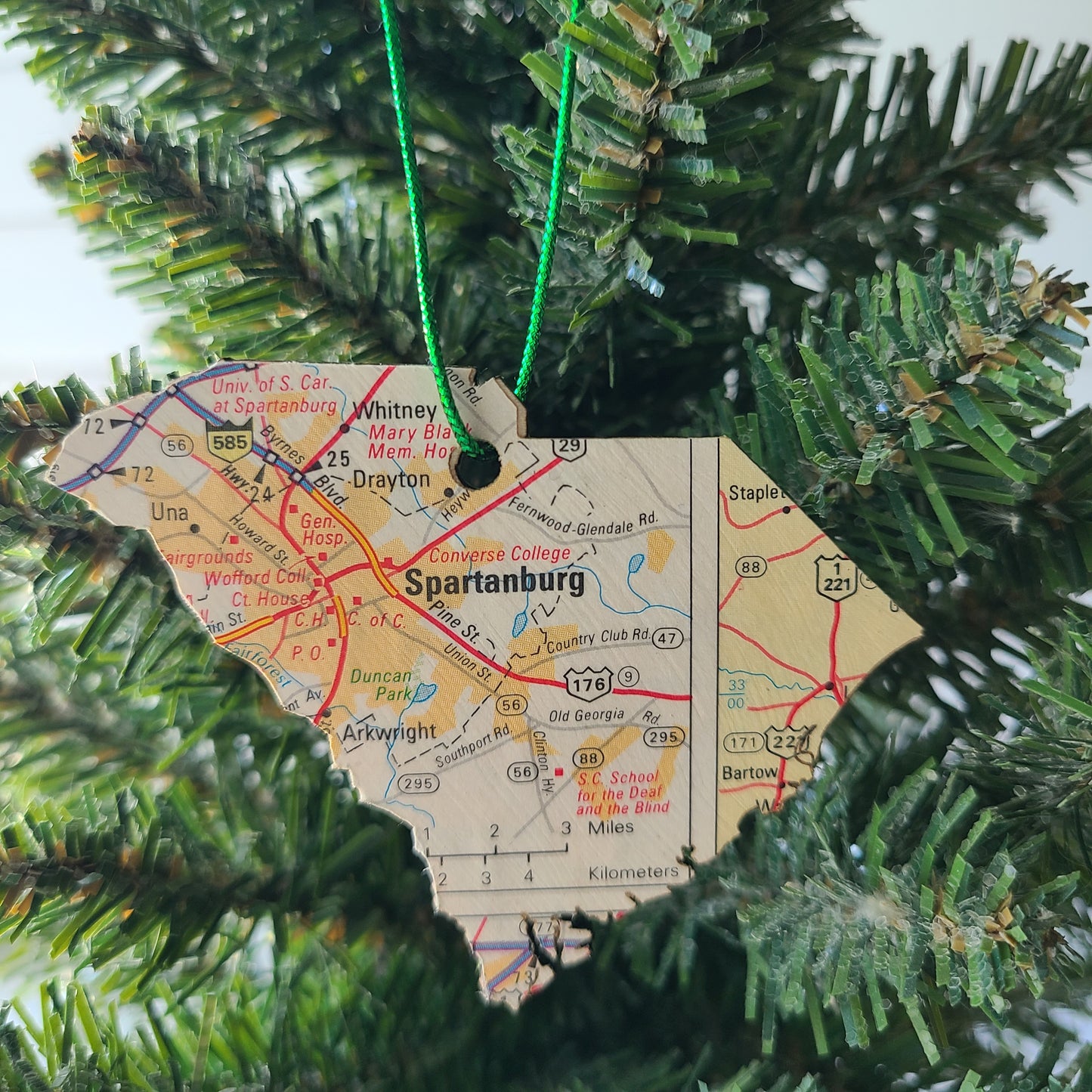 SOUTH CAROLINA - "South Carolina School for the Deaf and the Blind in Spartanburg" Map Ornament