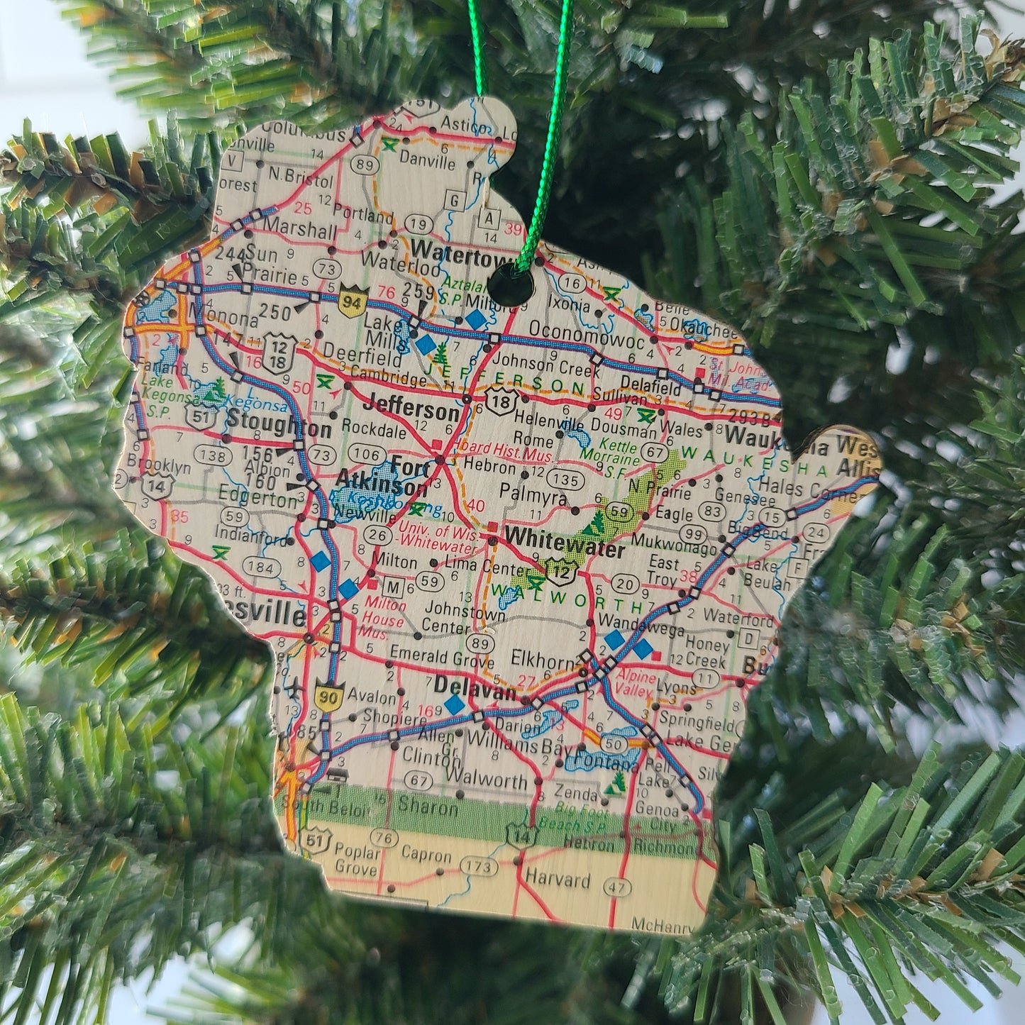 WISCONSIN - "Wisconsin School for the Deaf in Delavan" Map Ornament