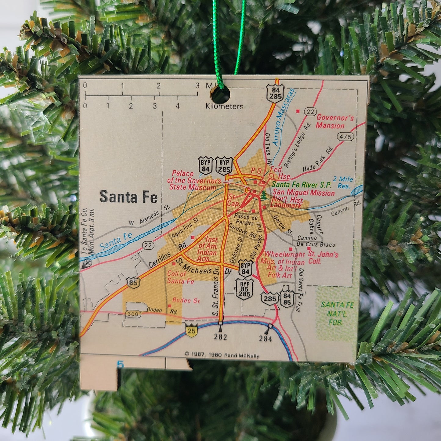 NEW MEXICO - "New Mexico School For the Deaf in Santa Fe" Map Ornament
