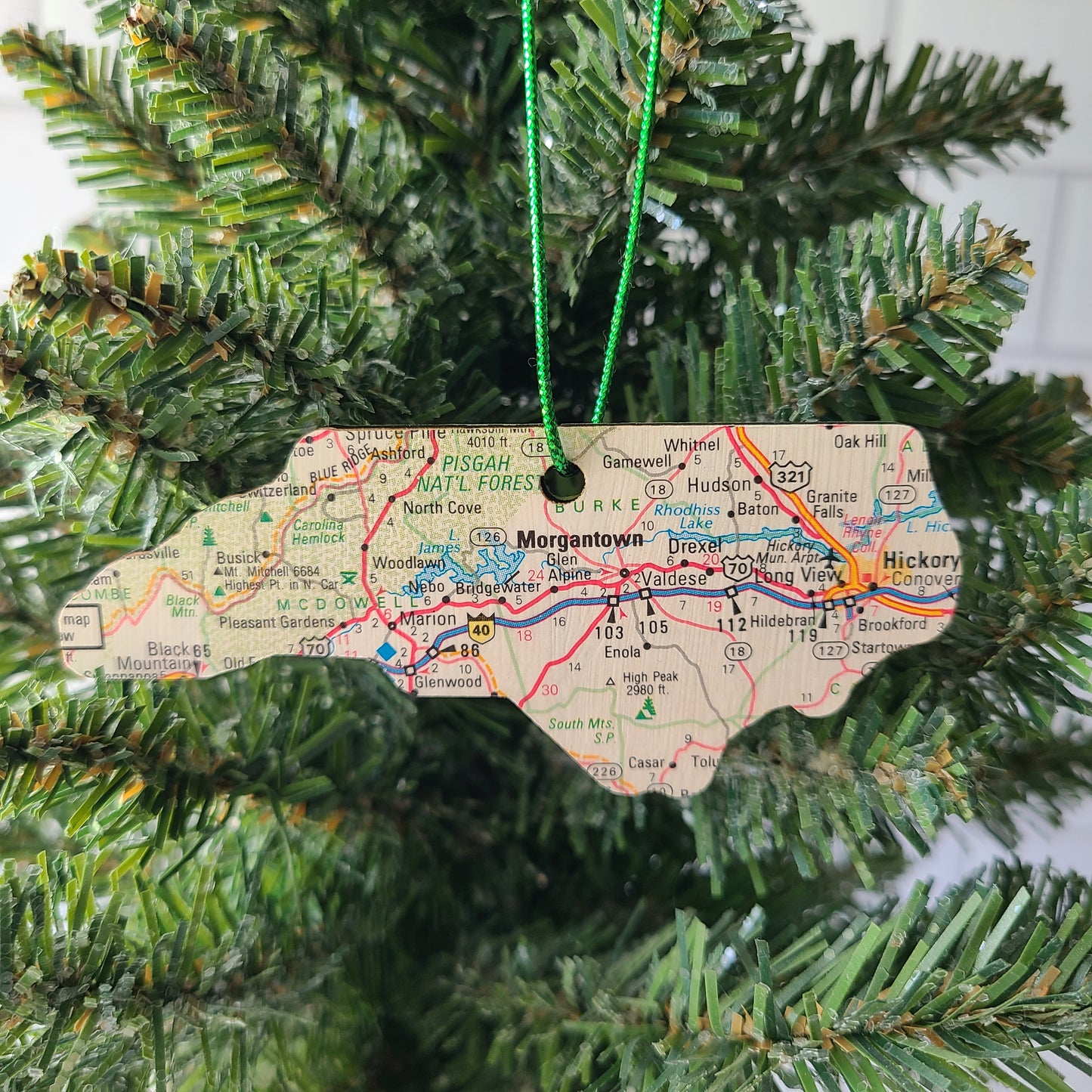 NORTH CAROLINA - "North Carolina School For the Deaf in Morganton" Map Ornament