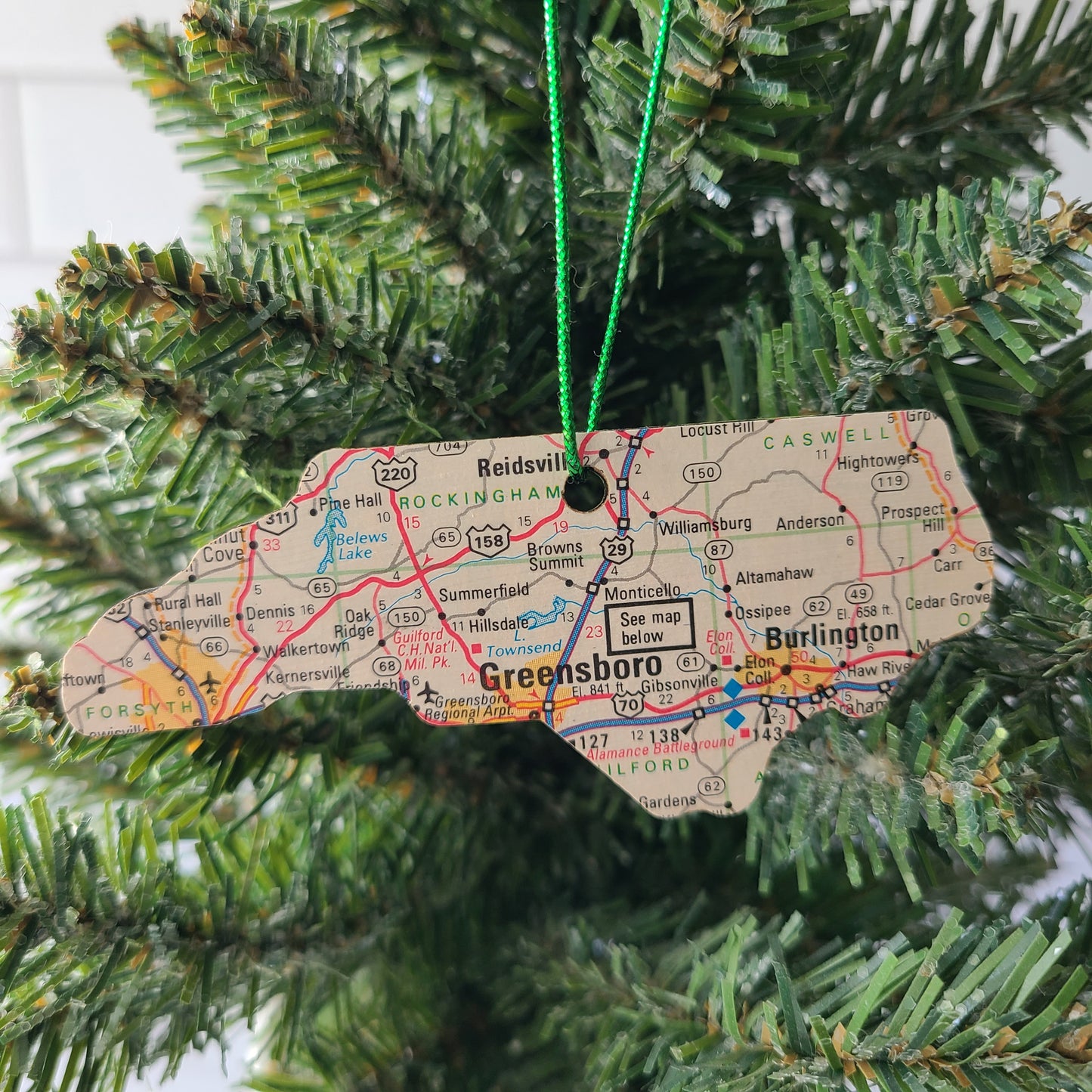 NORTH CAROLINA - "Central North Carolina School For the Deaf in Greensboro (Closed)" Map Ornament