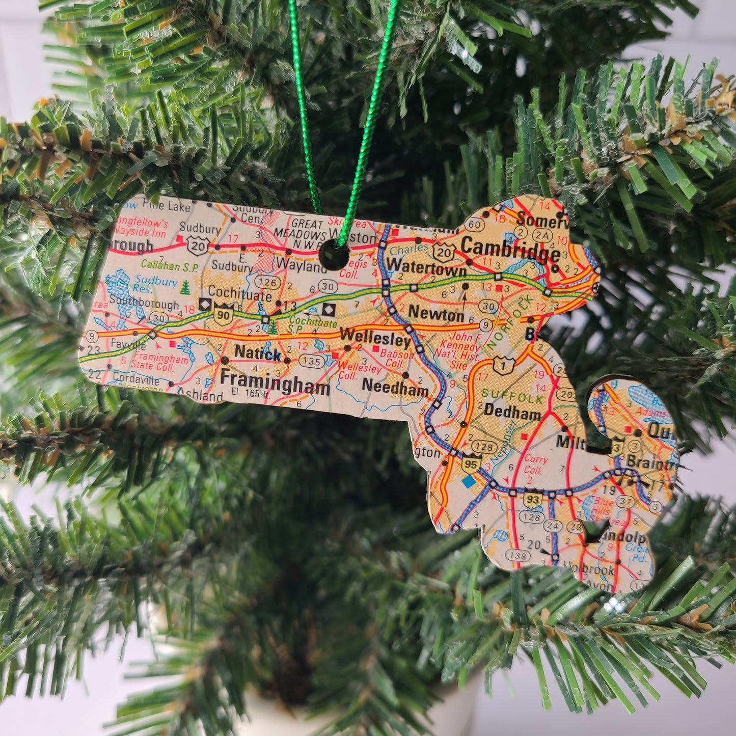 MASSACHUSETTS - "Learning Center for the Deaf: Marie Philip School and Walden School in Framingham" Map Ornament