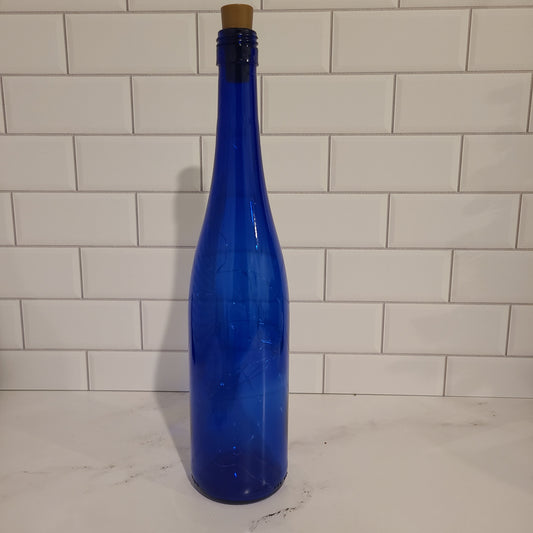 Fairy Light Wine Bottle - Cobalt Blue