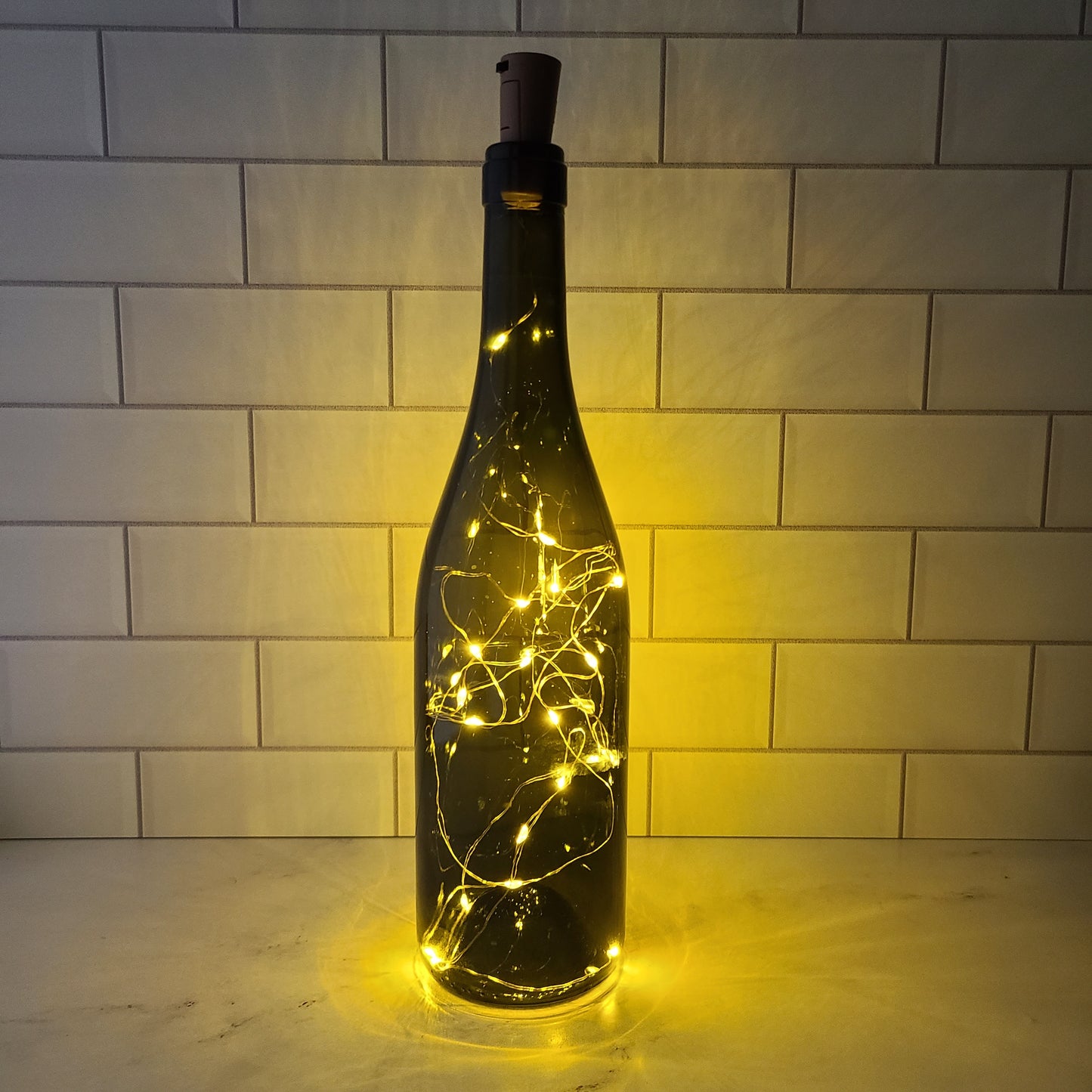 Fairy Light Wine Bottle - Antique Green Burgundy