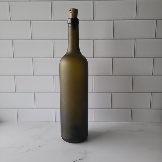 Fairy Light Wine Bottle - Frosted Antique Green