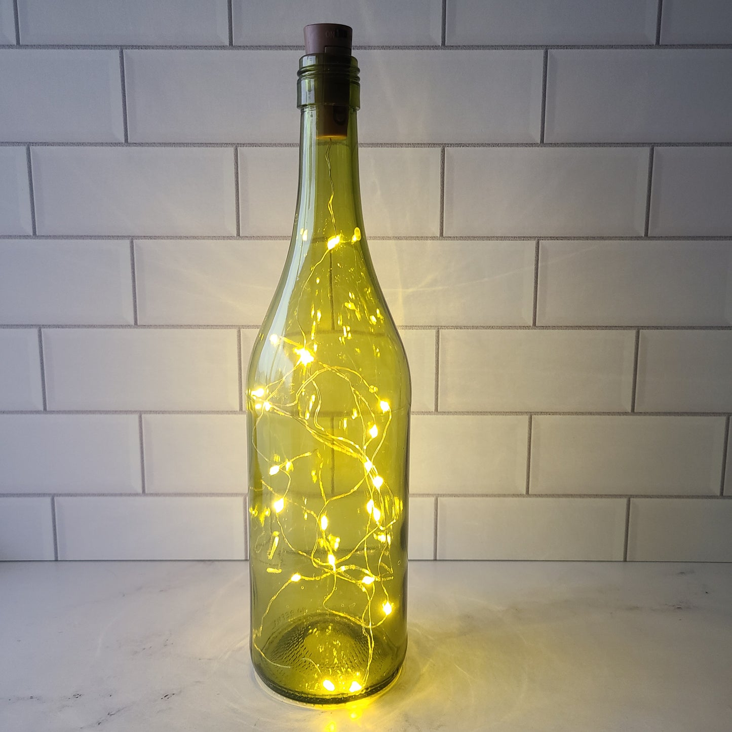 Fairy Light Wine Bottle - Antique Green