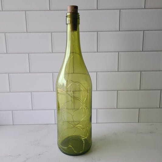 Fairy Light Wine Bottle - Antique Green