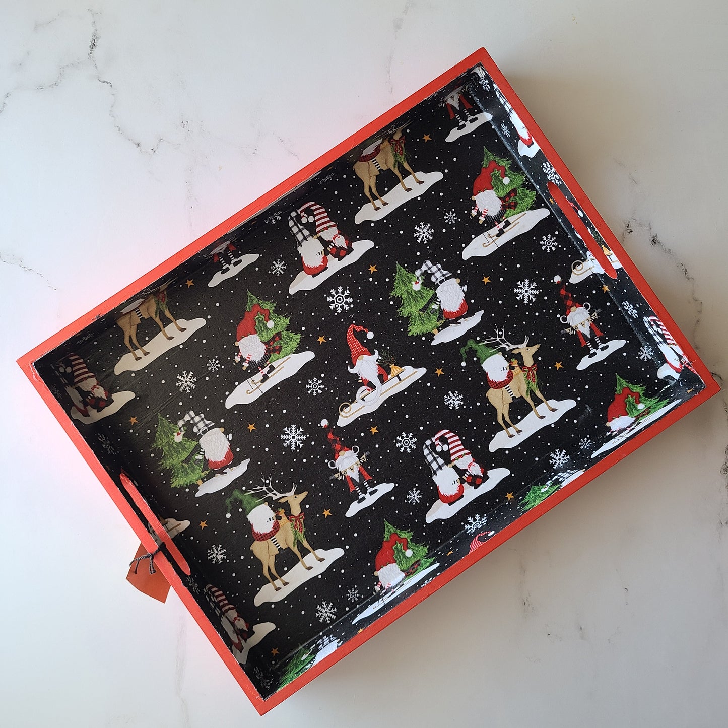 "Gnome-antics" wood tray
