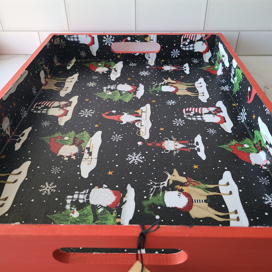 "Gnome-antics" wood tray