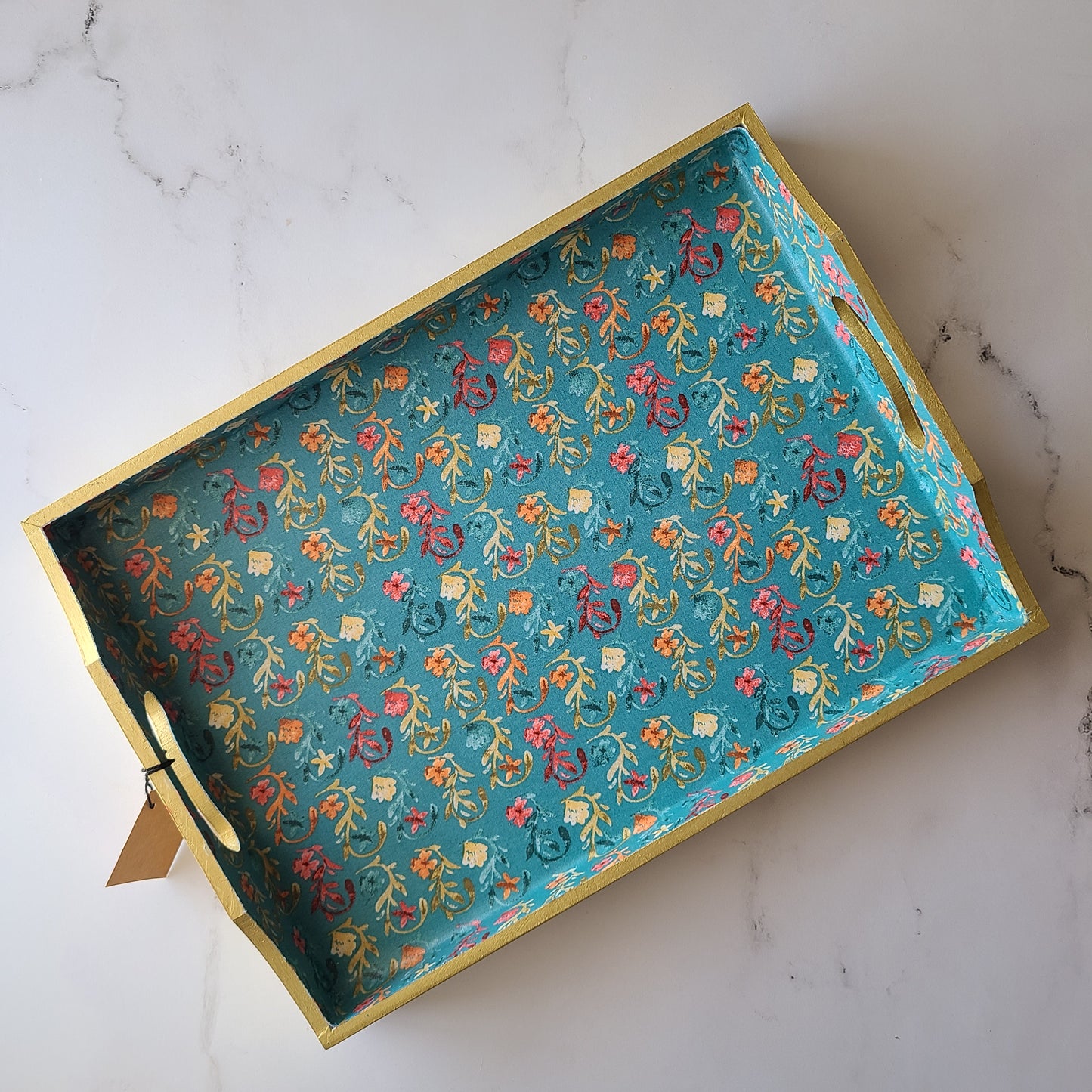 Flowers in Gold tray