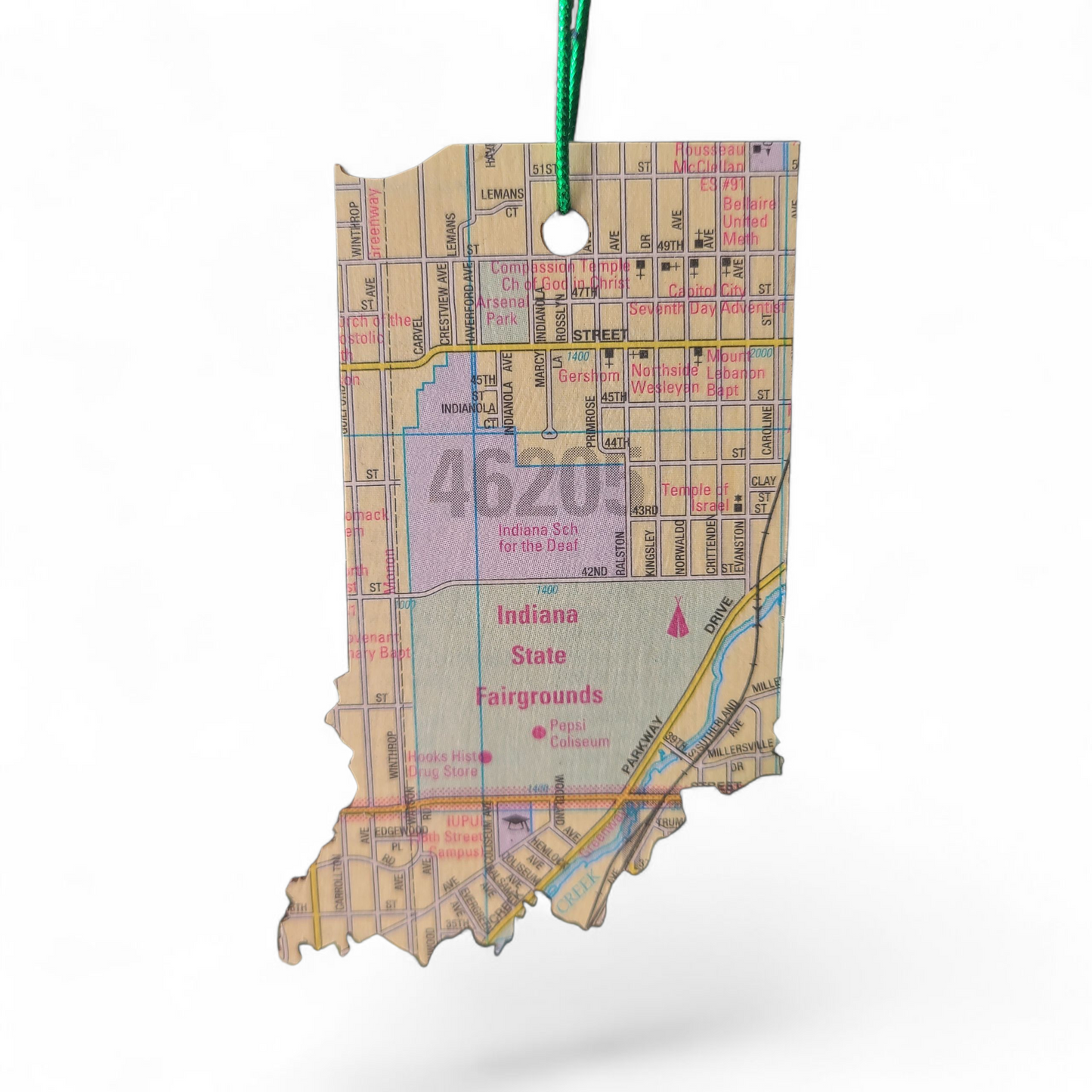 INDIANA - "Indiana School for the Deaf in Indianapolis" Map Ornament