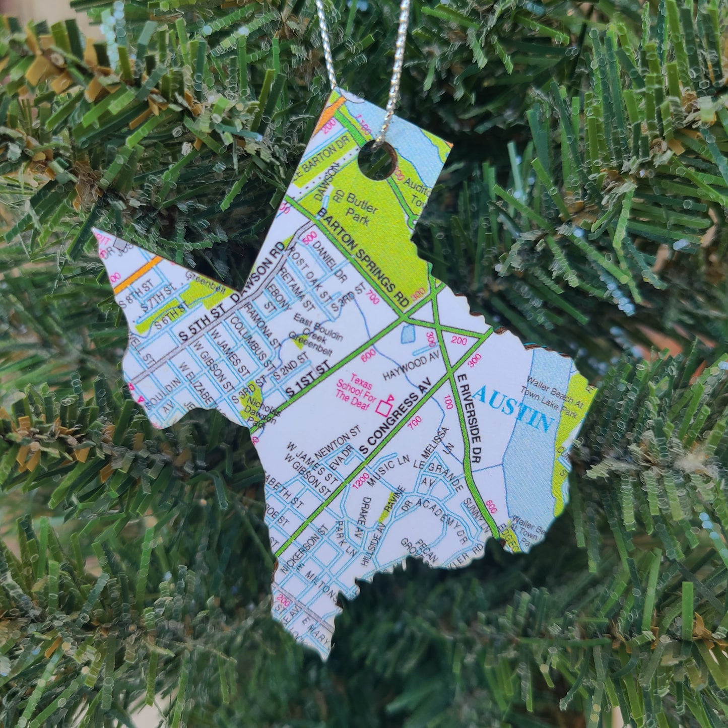 TEXAS - "Texas School For the Deaf in Austin" Map Ornament