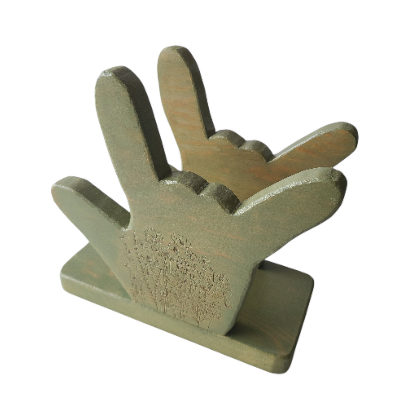 NAPKIN HOLDER - Green I Love You With Flowers (Misfit)