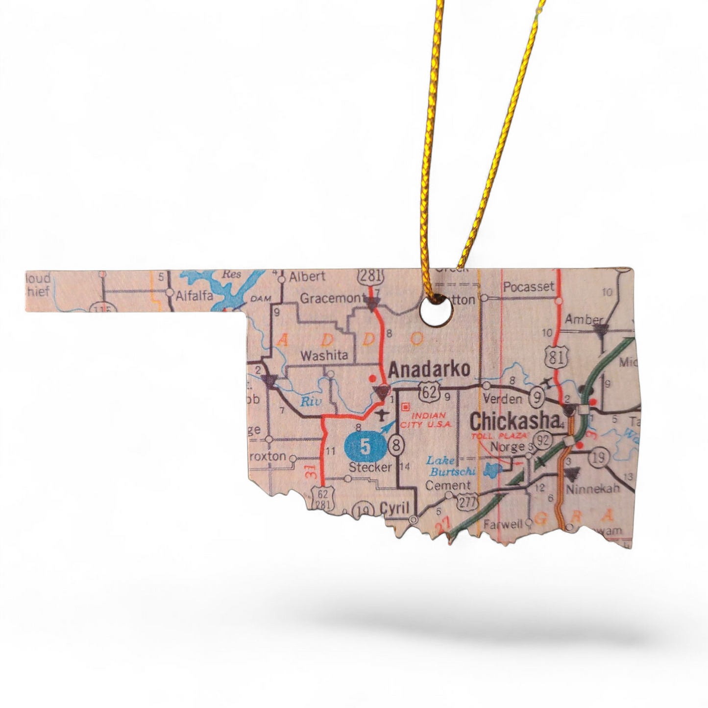 Chickasha, Oklahoma Map Ornament