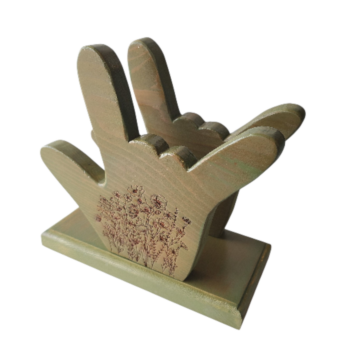 NAPKIN HOLDER - Green I Love You With Flowers