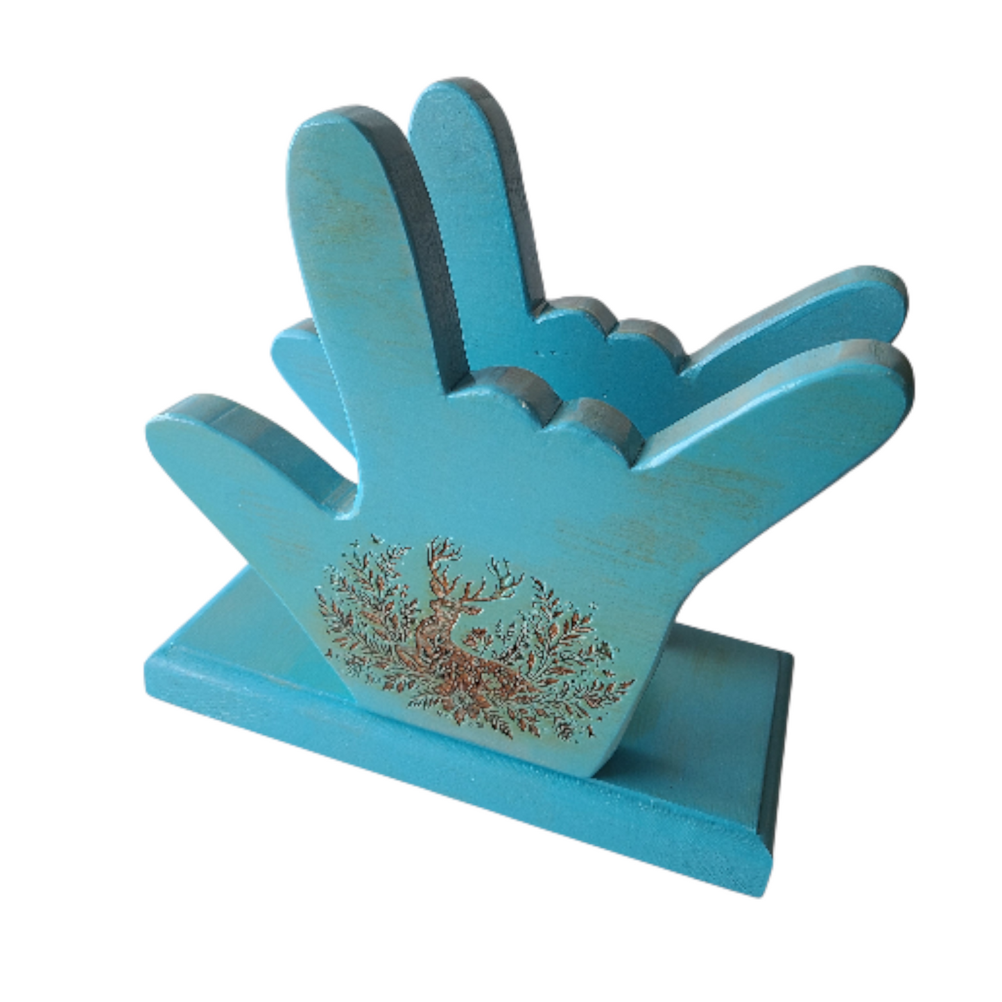 NAPKIN HOLDER - Blue I Love You With Deer Flowers