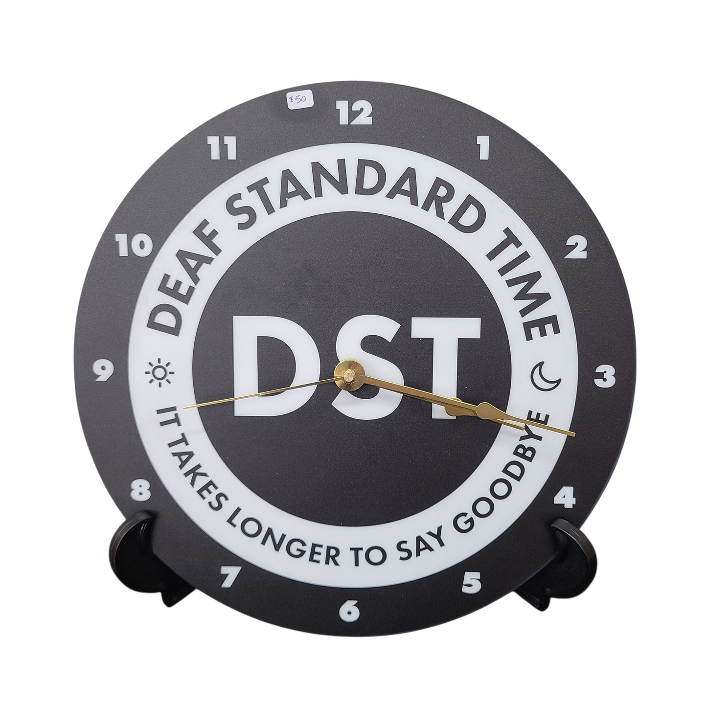 "Deaf Standard Time" Clock (Black/White)