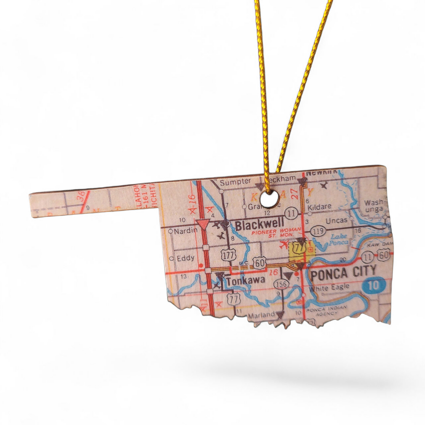 Ponca City, Oklahoma Map Ornament