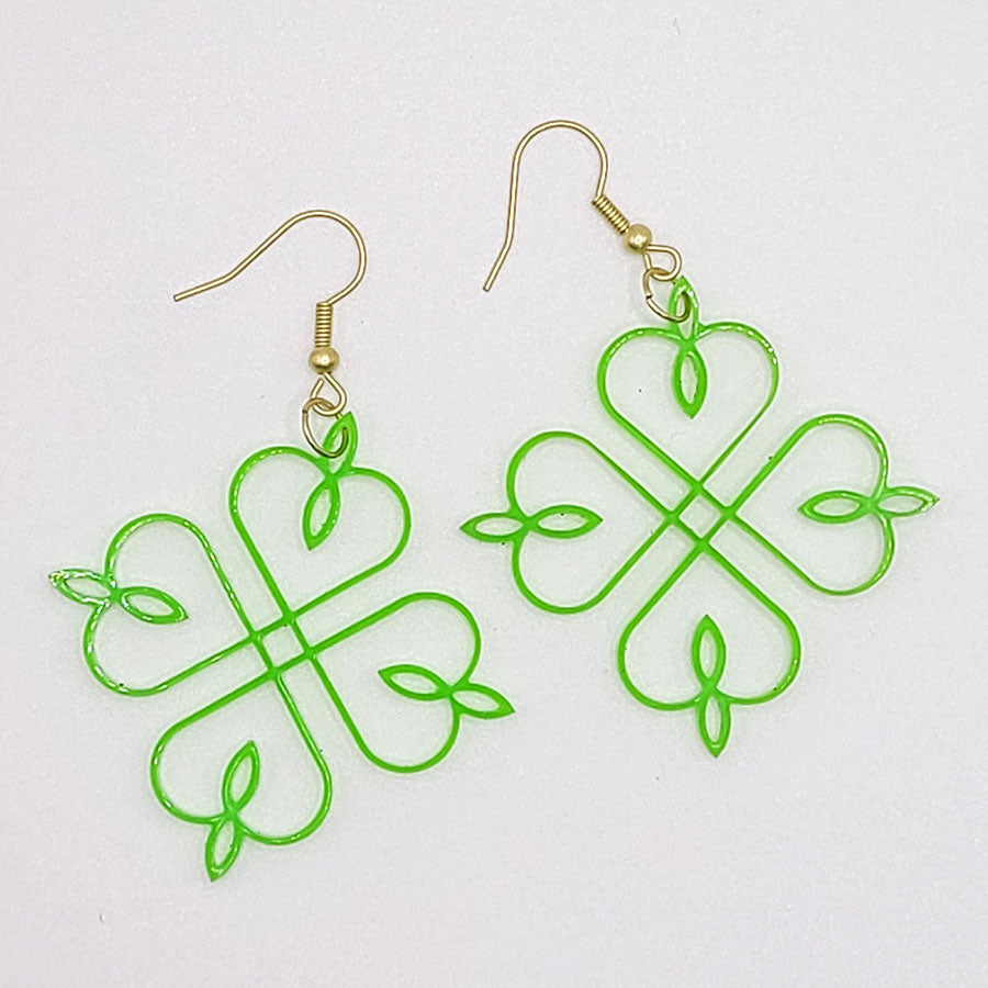 "Green 4 Leaf Clover" earrings