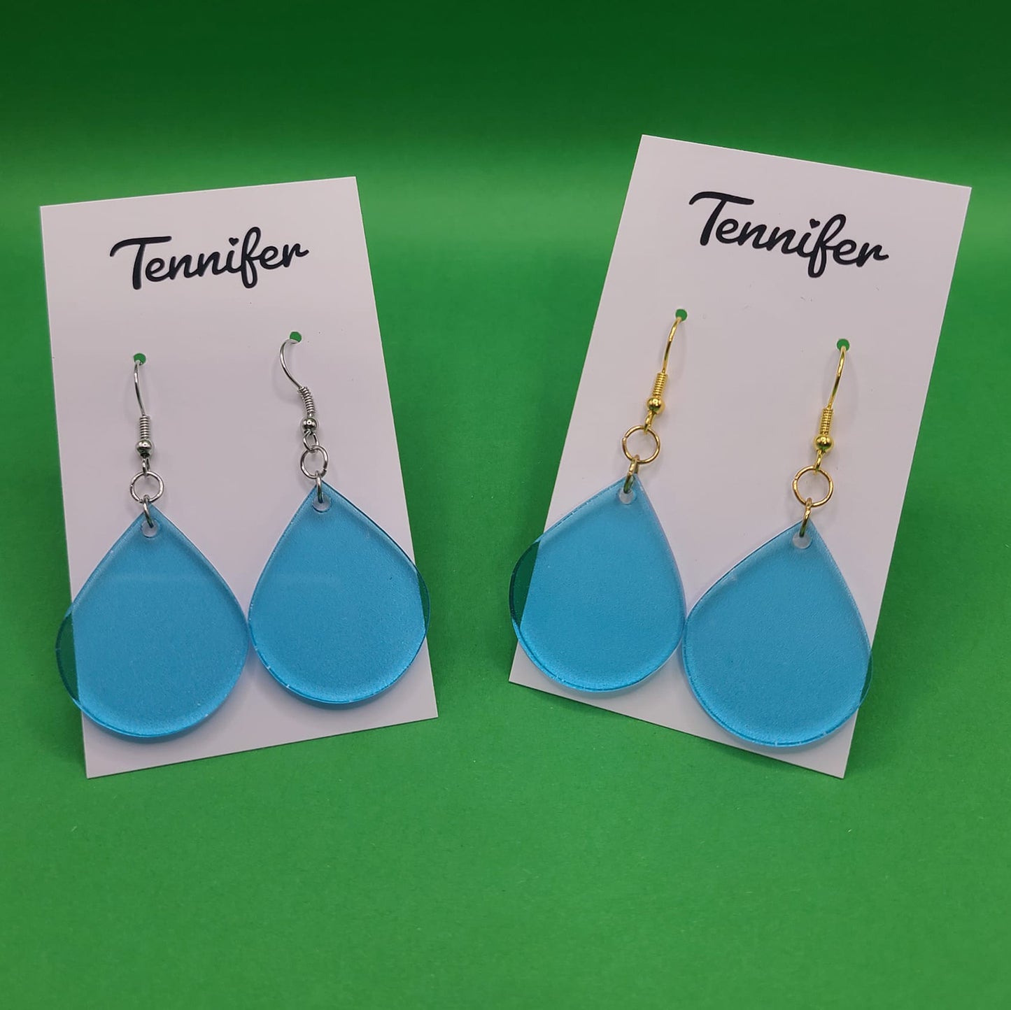 "Frosted Ice Blue" teardrop earrings
