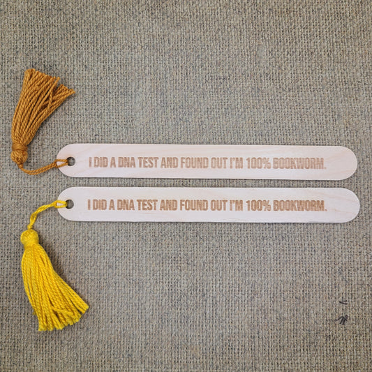 "I did a DNA test and found out I'm 100% bookworm." popsicle bookmark