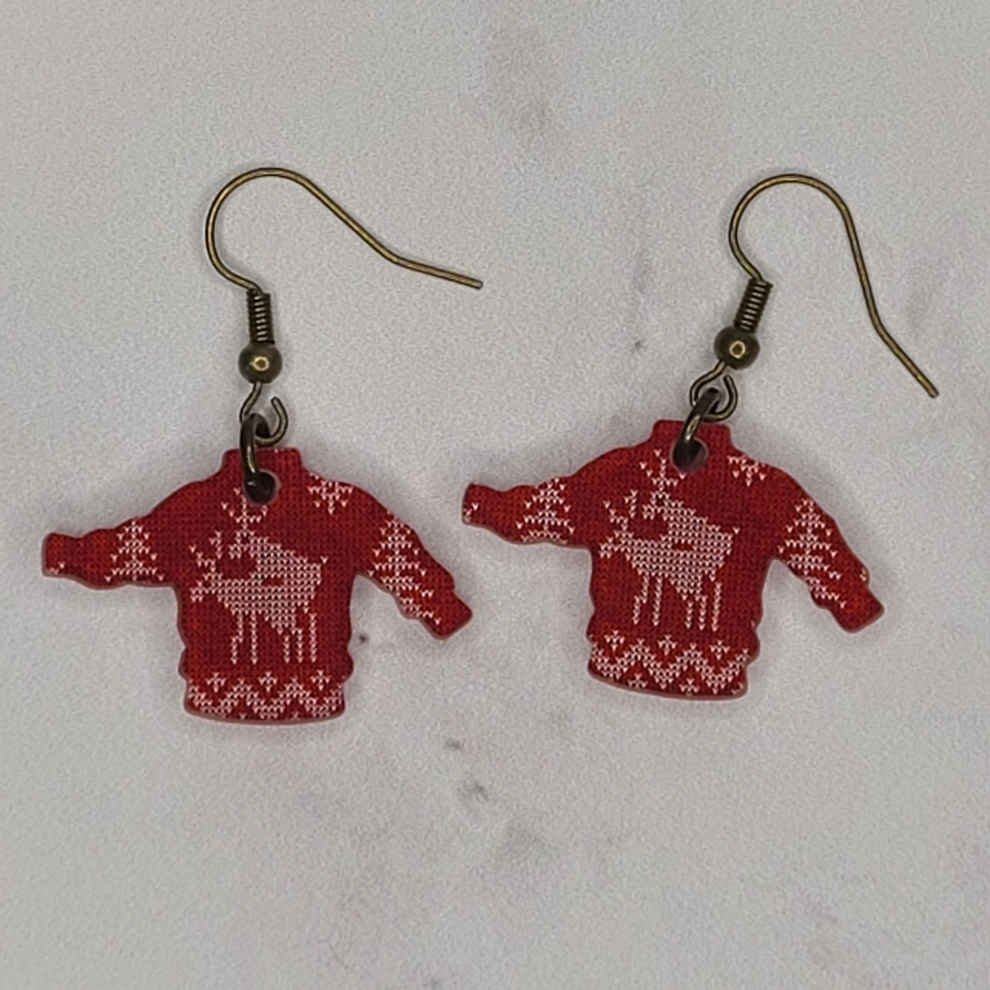 "Naughty Reindeers"  sweater earrings