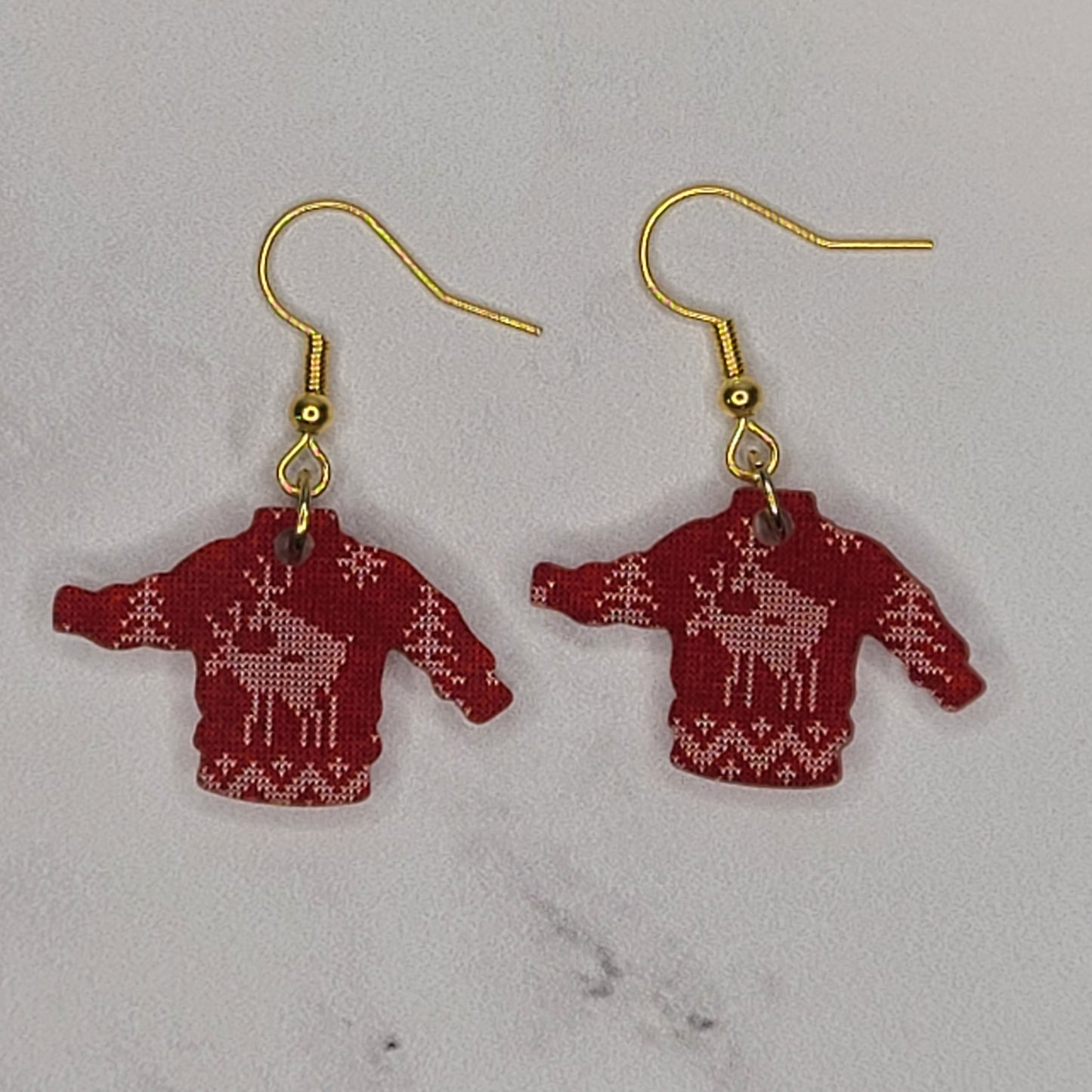 "Naughty Reindeers"  sweater earrings