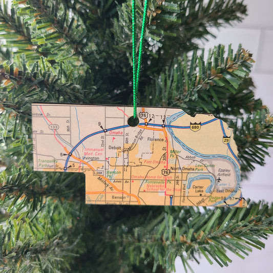 "Nebraska School for the Deaf in Omaha, Nebraska (Closed)" Map Ornament