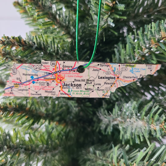 "West Tennessee School for the Deaf in Jackson, Tennessee" Map Ornament