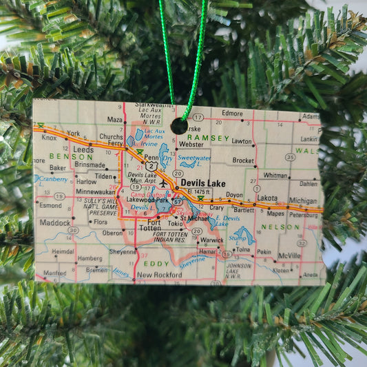 "North Dakota School for the Deaf in Devils Lake, North Dakota" Map Ornament