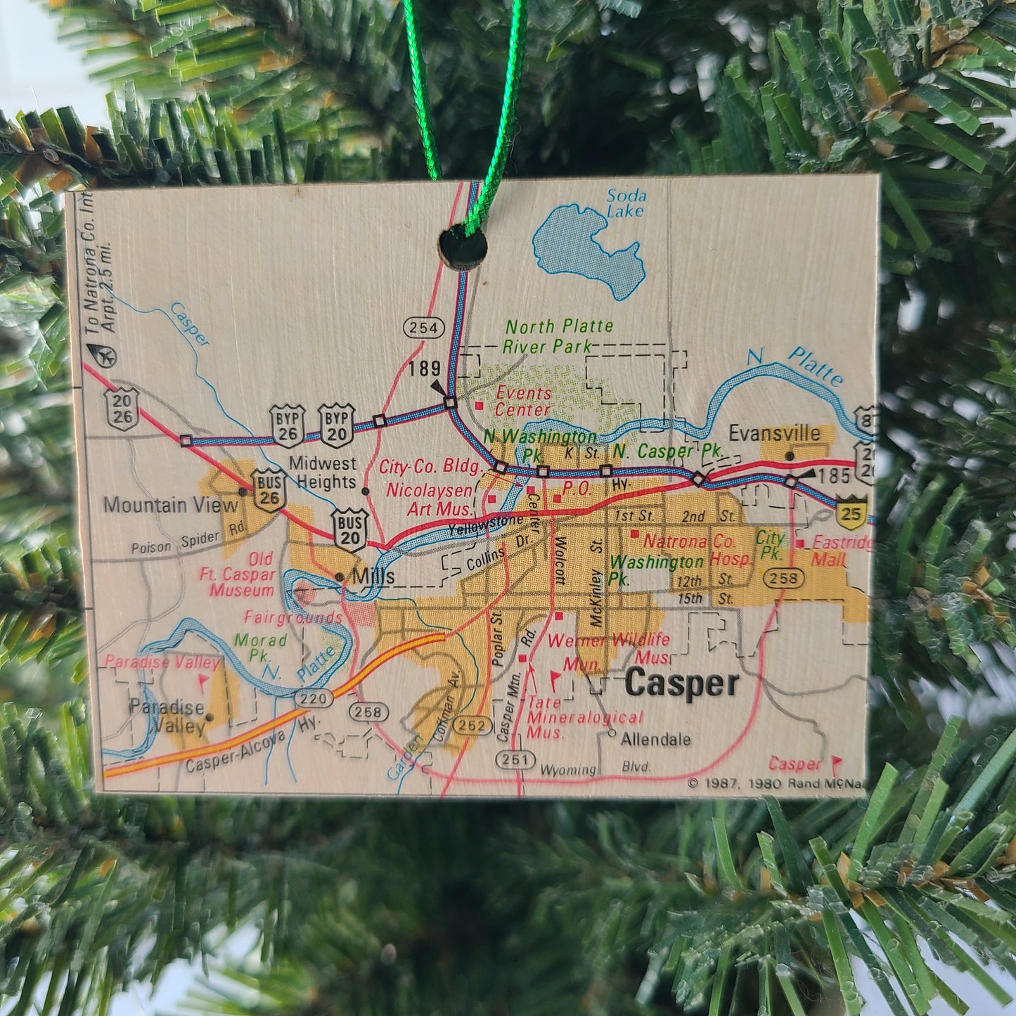 "Wyoming School for the Deaf in Casper, Wyoming (Closed)" Map Ornament