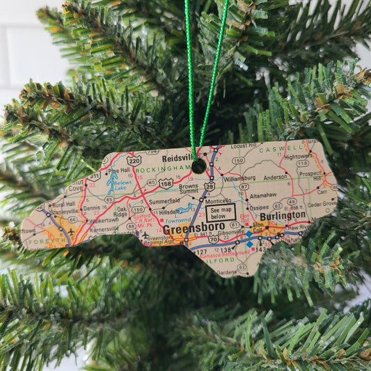 "Central North Carolina School For the Deaf in Greensboro, North Carolina (Closed)" Map Ornament