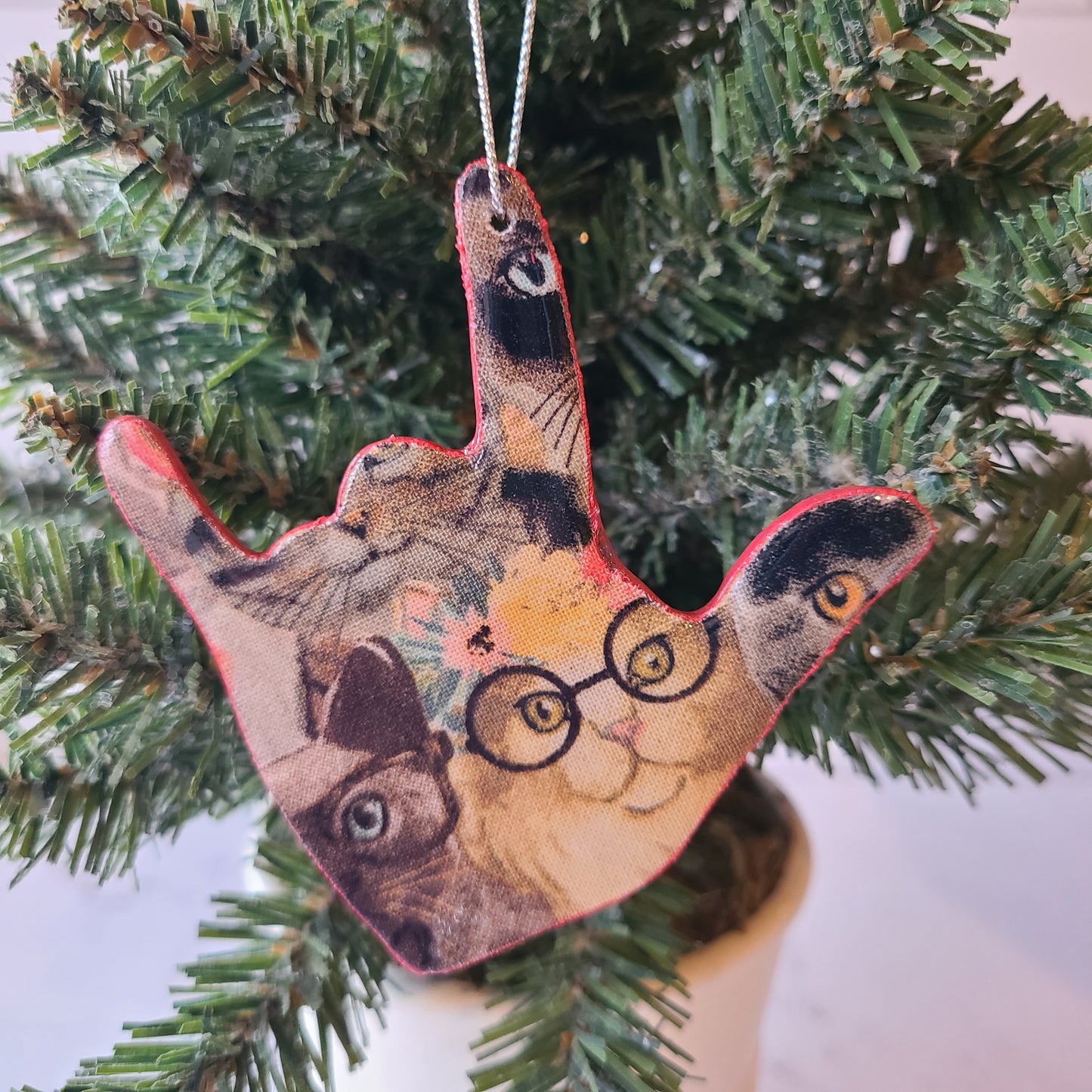 "I Love You, Cats With Glasses" ornament