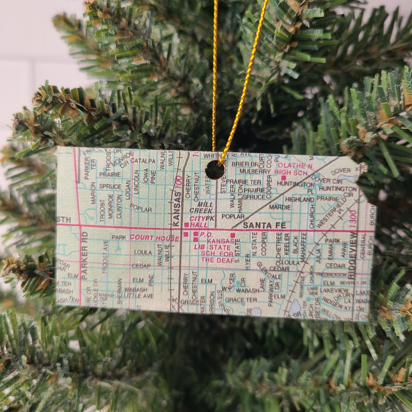 "Kansas School for the Deaf in Olathe, Kansas" Map Ornament