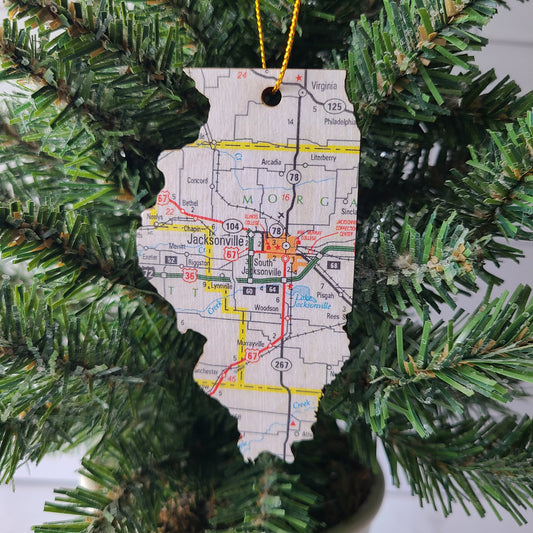 ILLINOIS - "Illinois School for the Deaf in Jacksonville" Map Ornament