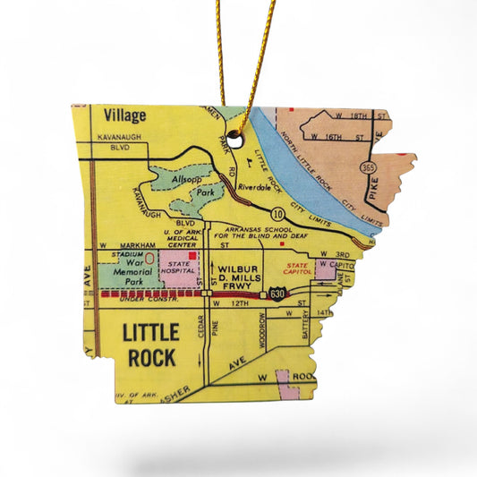 ARKANSAS - "Arkansas School for the Deaf in Little Rock" Map Ornament